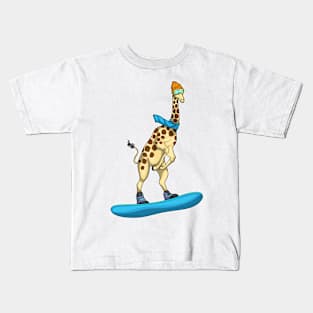 Giraffe Snowboard Winter sports Kids T-Shirt